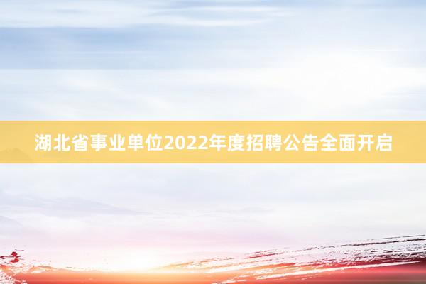 湖北省事业单位2022年度招聘公告全面开启